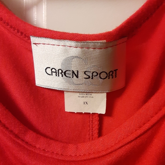 Caren Sport Cold Shoulder Red Top Size 1X - Picture 3 of 5